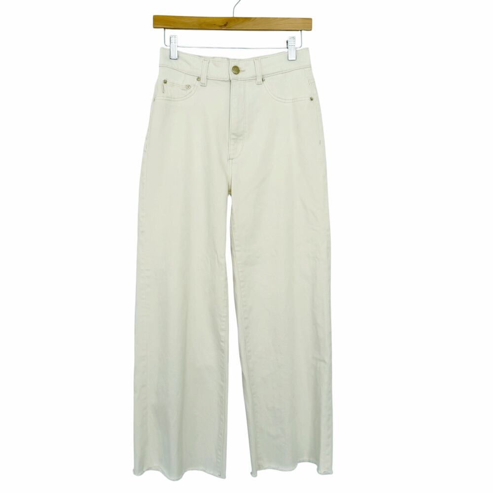 DL1961 Eggshell Hepburn Wide Leg Jeans High Rise Ankle Sz 26